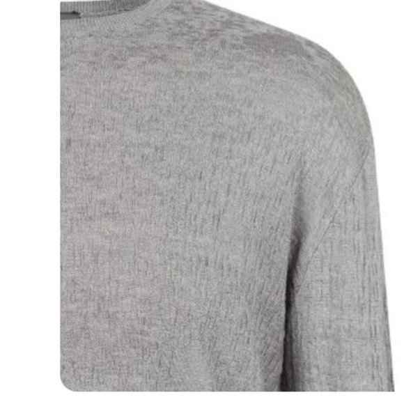 John Varvatos Distressed Jacquard Crewneck Sweater in grey heather ($298) - Picture 2 of 12